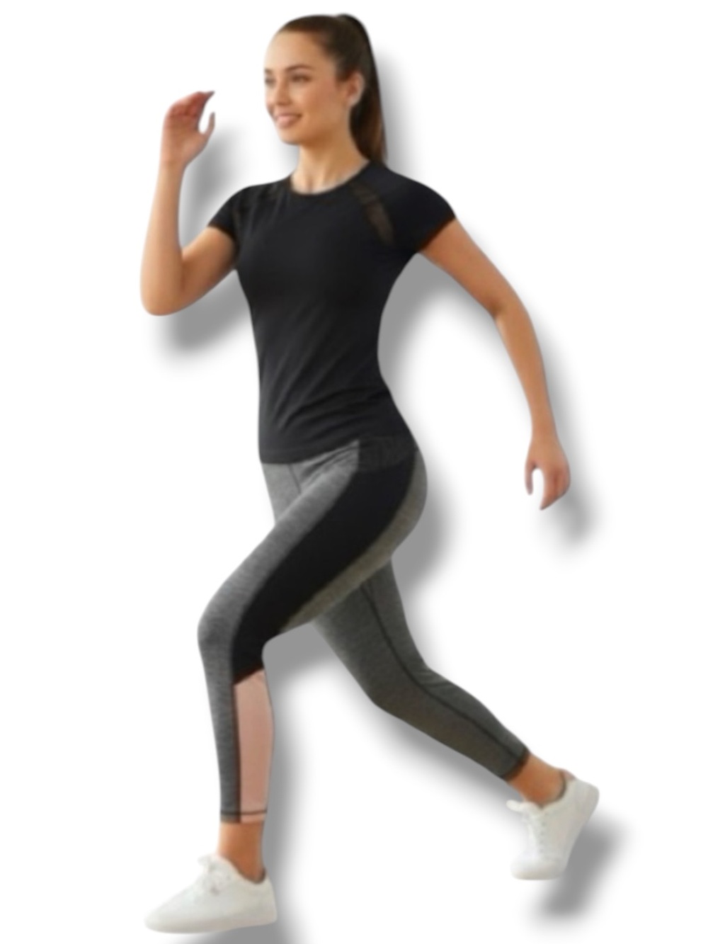 Tangerine Active Mesh Colorblock Details Cropped Athleisure Leggings Size M 🏃♀️